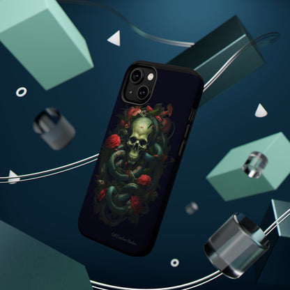 Introducing the "Serpentine Elegance" Cell Phone Case: Where Skulls and Snakes Intertwine -MagSafe Tough Cases