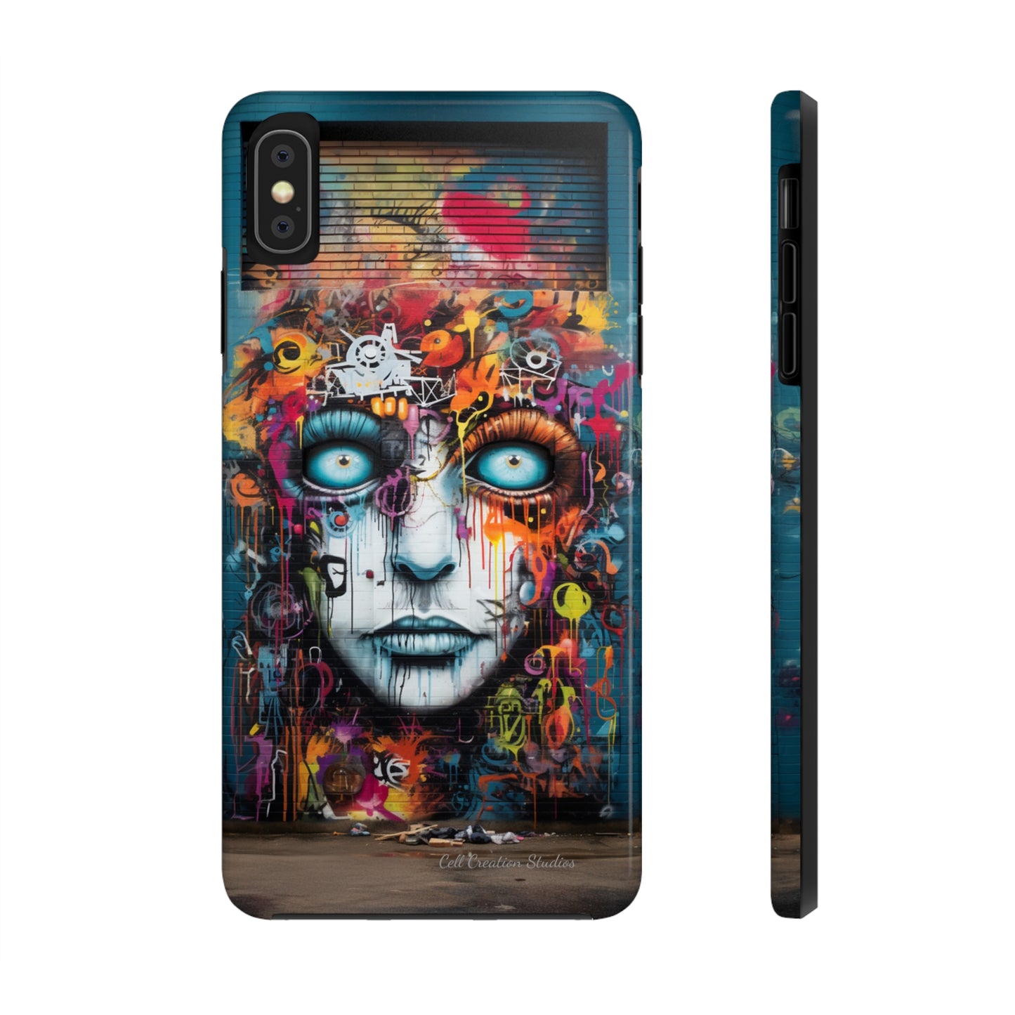 Elevate Your Style with our "Graffiti Face Concrete Wall" Phone Case -Tough Phone Cases