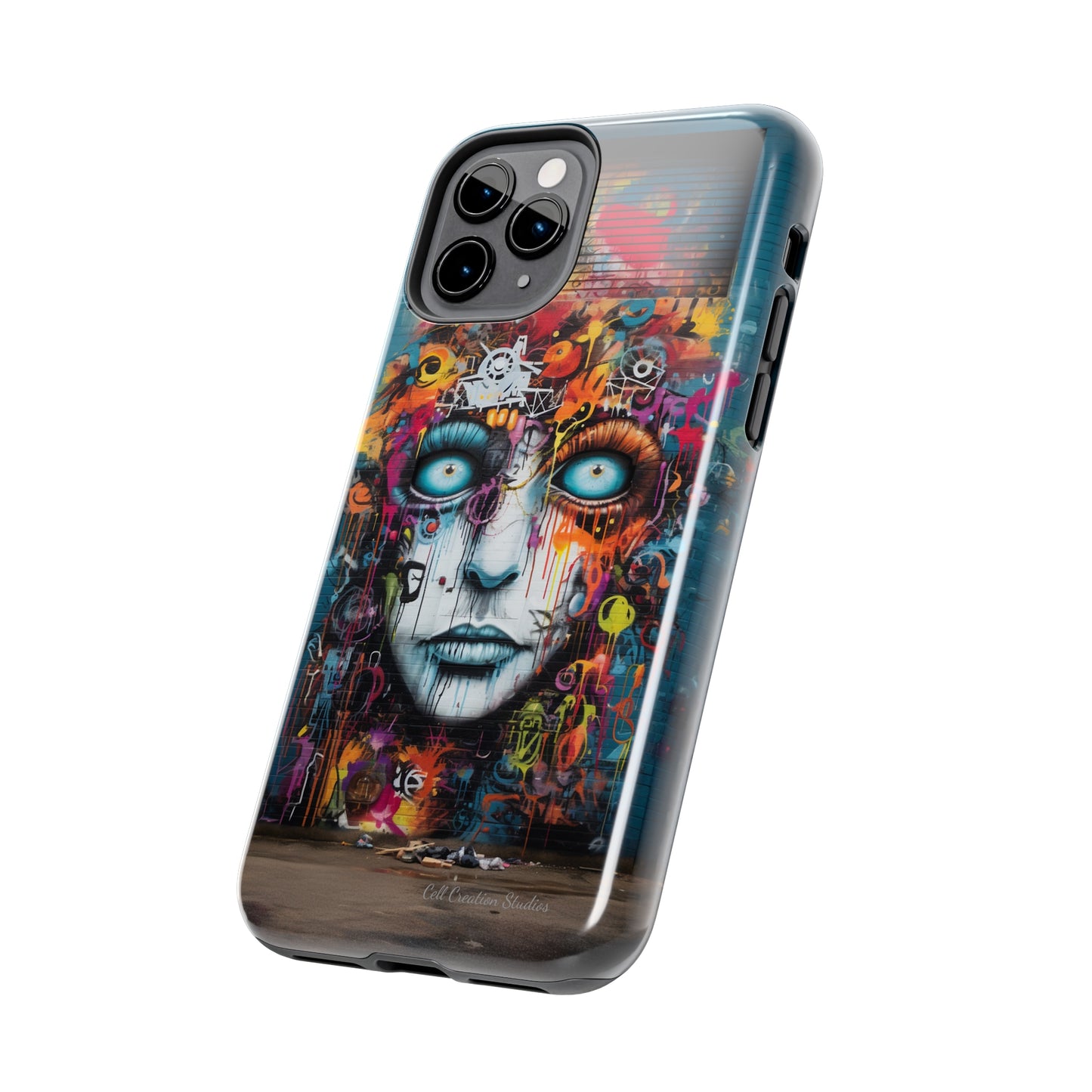 Elevate Your Style with our "Graffiti Face Concrete Wall" Phone Case -Tough Phone Cases