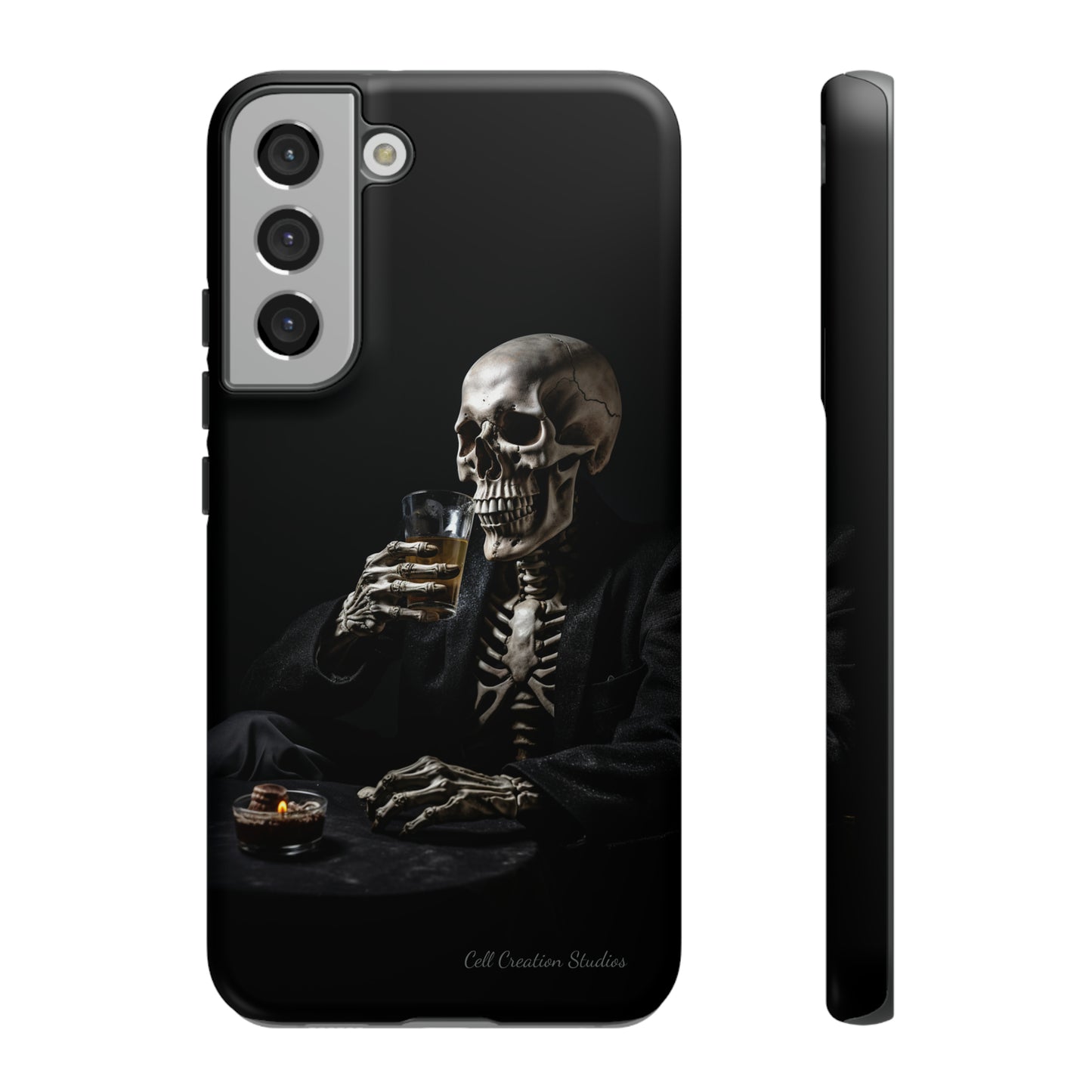 "Embrace the Dark Side with Our Skeleton Drinking Phone Case" -Tough Cases