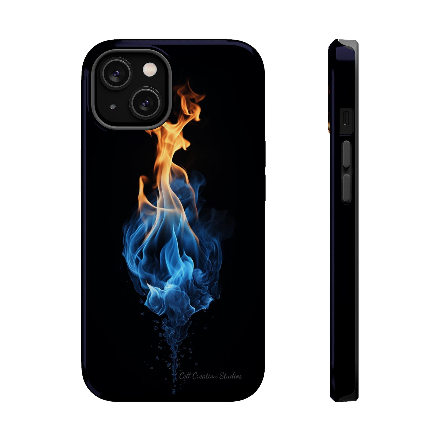 "Elegant Blue and Orange Flame" Phone Case: Ignite Your Style -MagSafe Tough Cases