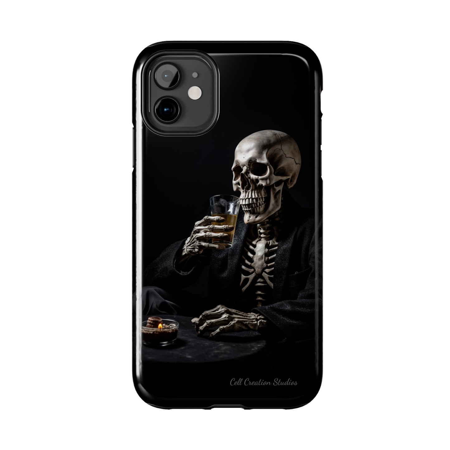 "Embrace the Dark Side with Our Skeleton Drinking Phone Case" -Tough Phone Cases