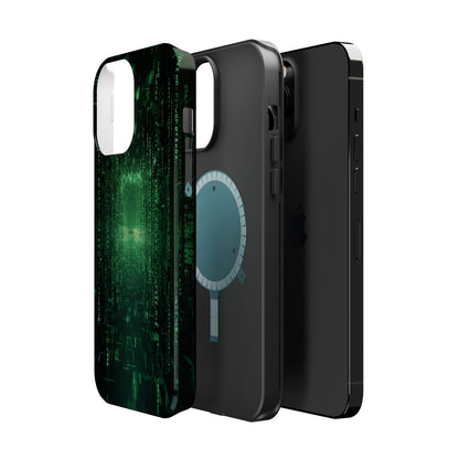 Introducing our "Digital Code Stream" Cell Phone Case – where style meets technology for your device's protection -MagSafe Tough Cases