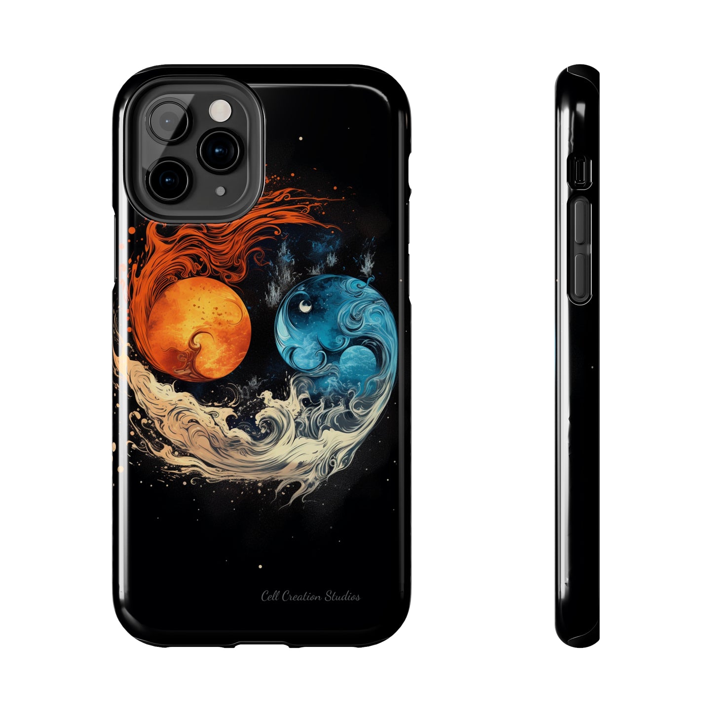 "Harmony in Contrast: Orange and Blue Yin and Yang Phone Case" -Tough Phone Cases