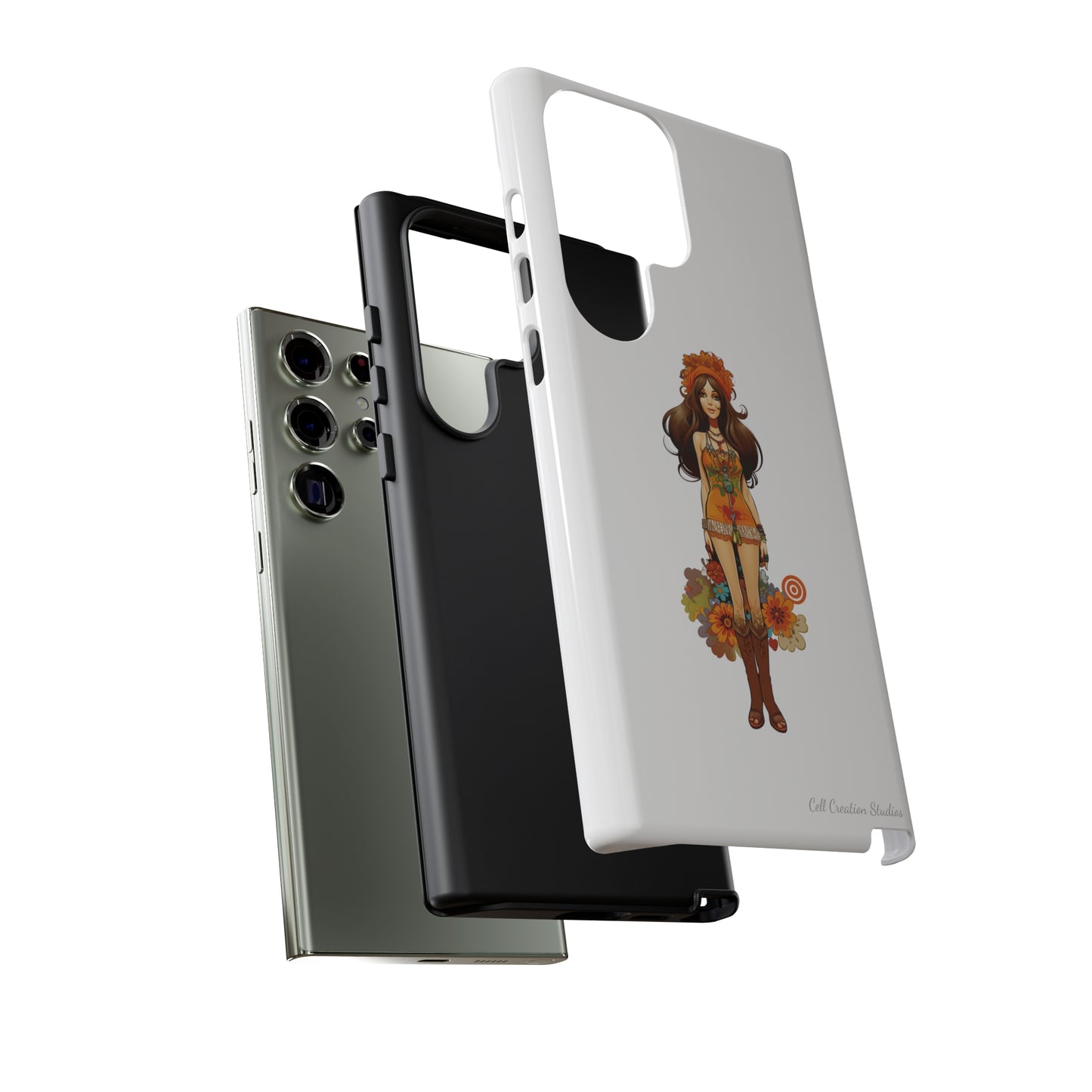 Introducing the "Groovy Hippie Chick" Cell Phone Case – Peace, Love, and Retro Style -Tough Cases