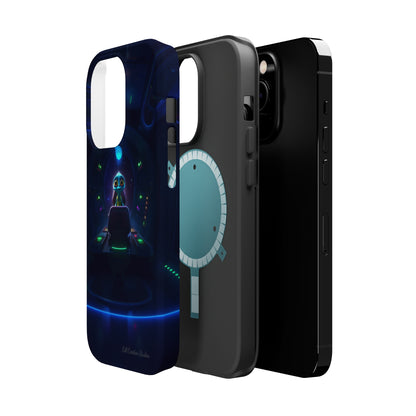 The "Galactic Buddy" Blue Alien Spaceship Phone Case -MagSafe Tough Cases