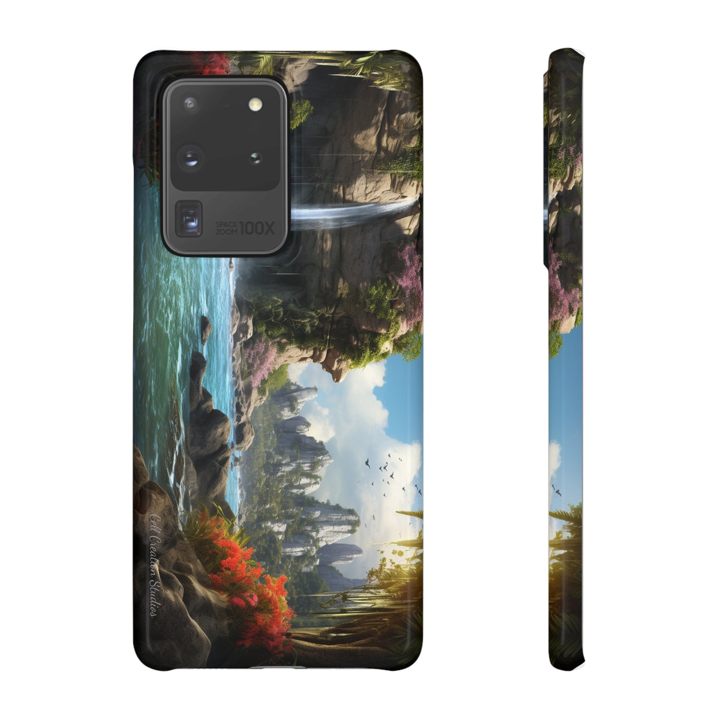 Introducing the "Nature's Cascade" Cell Phone Case – Capture Majestic Beauty with Rock Cliffs and Waterfall! -Snap Cases