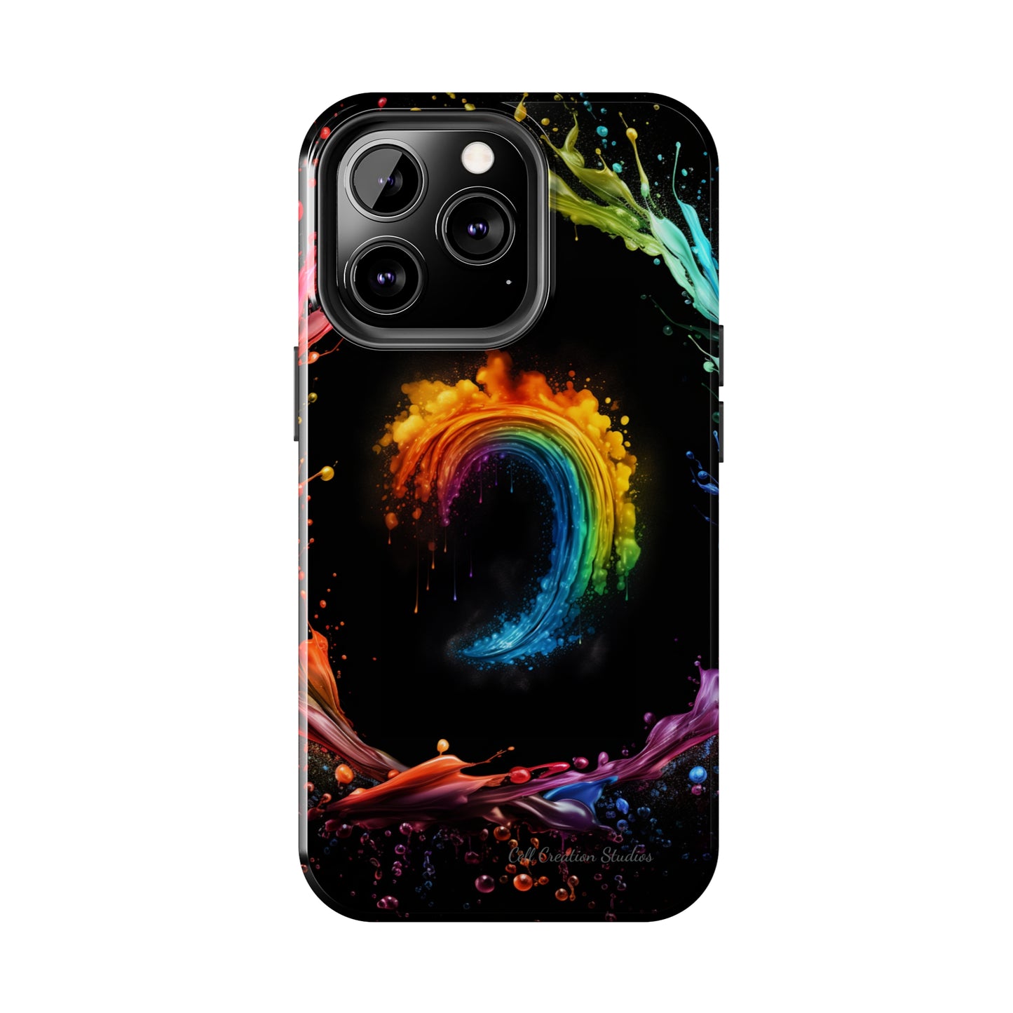 "Vibrant Swirls Painted on Black" Cell Phone Case -Tough Phone Cases