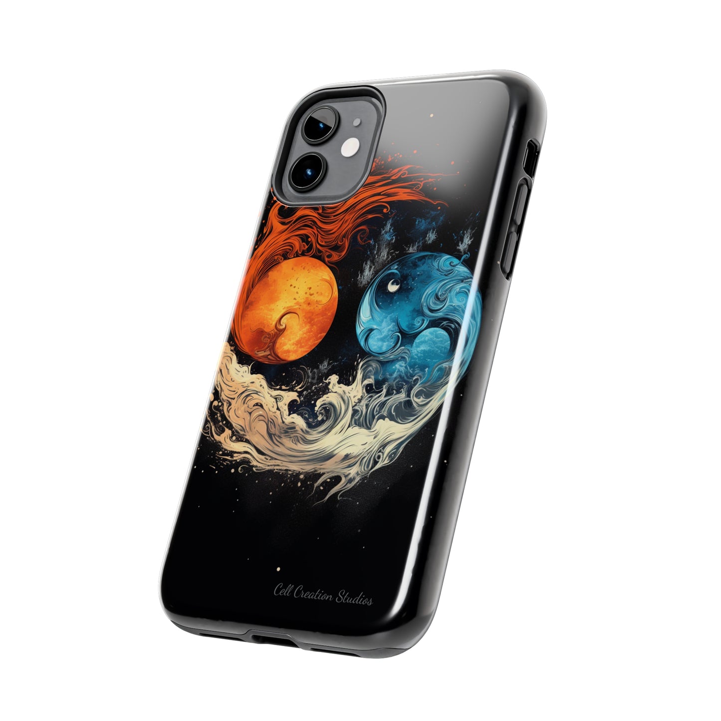 "Harmony in Contrast: Orange and Blue Yin and Yang Phone Case" -Tough Phone Cases