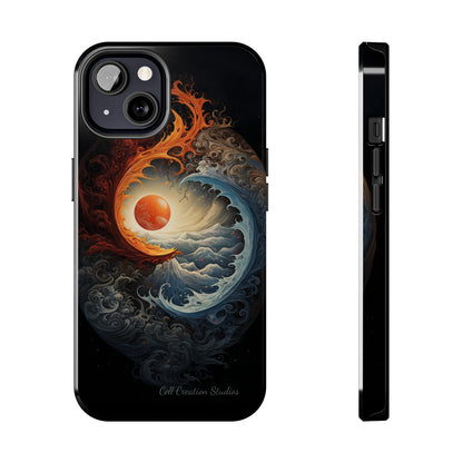 "Dual Elements Clash: Fire and Water Abstract" Phone Case -Tough Phone Cases