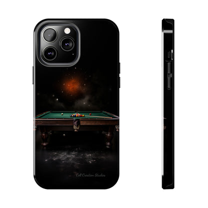 "Rack 'Em Up in Style: Pool Table-Themed Phone Case with Space Background" -Tough Phone Cases