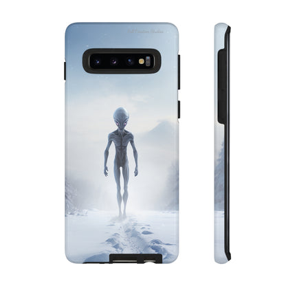 Introducing the "Frosty Extraterrestrial" Cell Phone Case – Embrace Alien Intrigue Amidst the Snowscape -Tough Cases