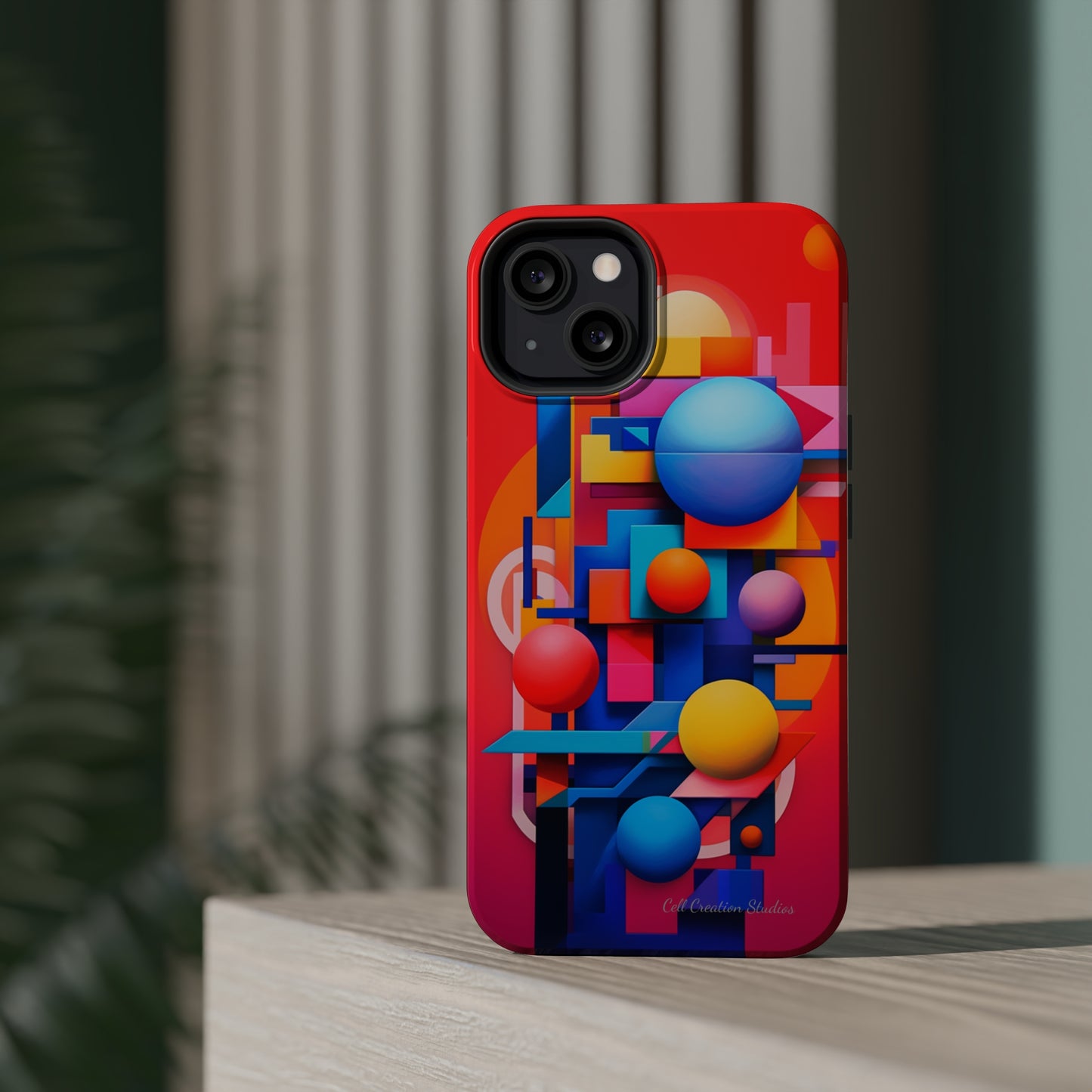 The "Geometric Red Background" Cell Phone Case- Upgrade Your Phone's Aesthetics -MagSafe Tough Cases