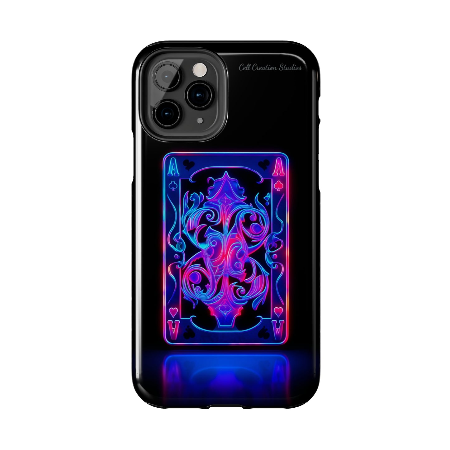 Introducing the "Neon Ace of Hearts" Cell Phone Case – Elevate Your Style with a Dazzling Card -Tough Phone Cases