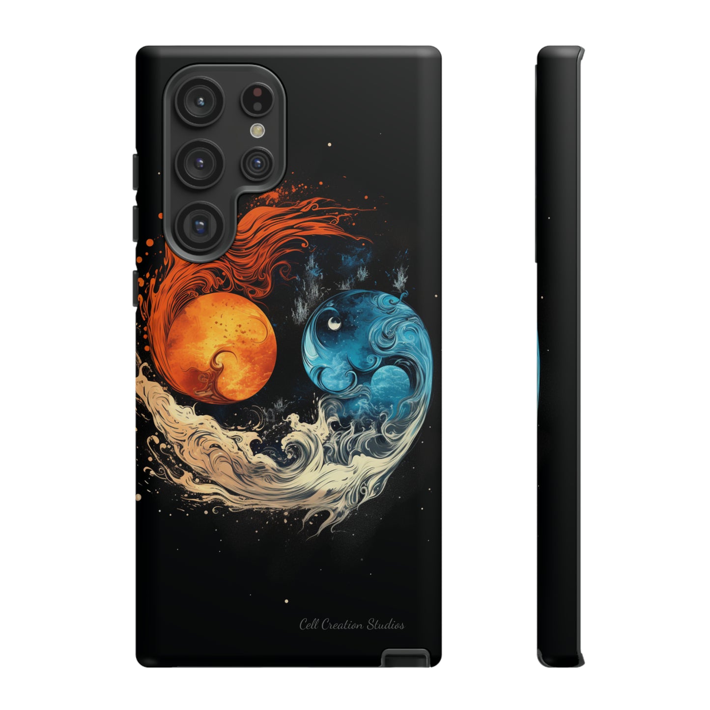 "Harmony in Contrast: Orange and Blue Yin and Yang" Phone Case -Tough Cases