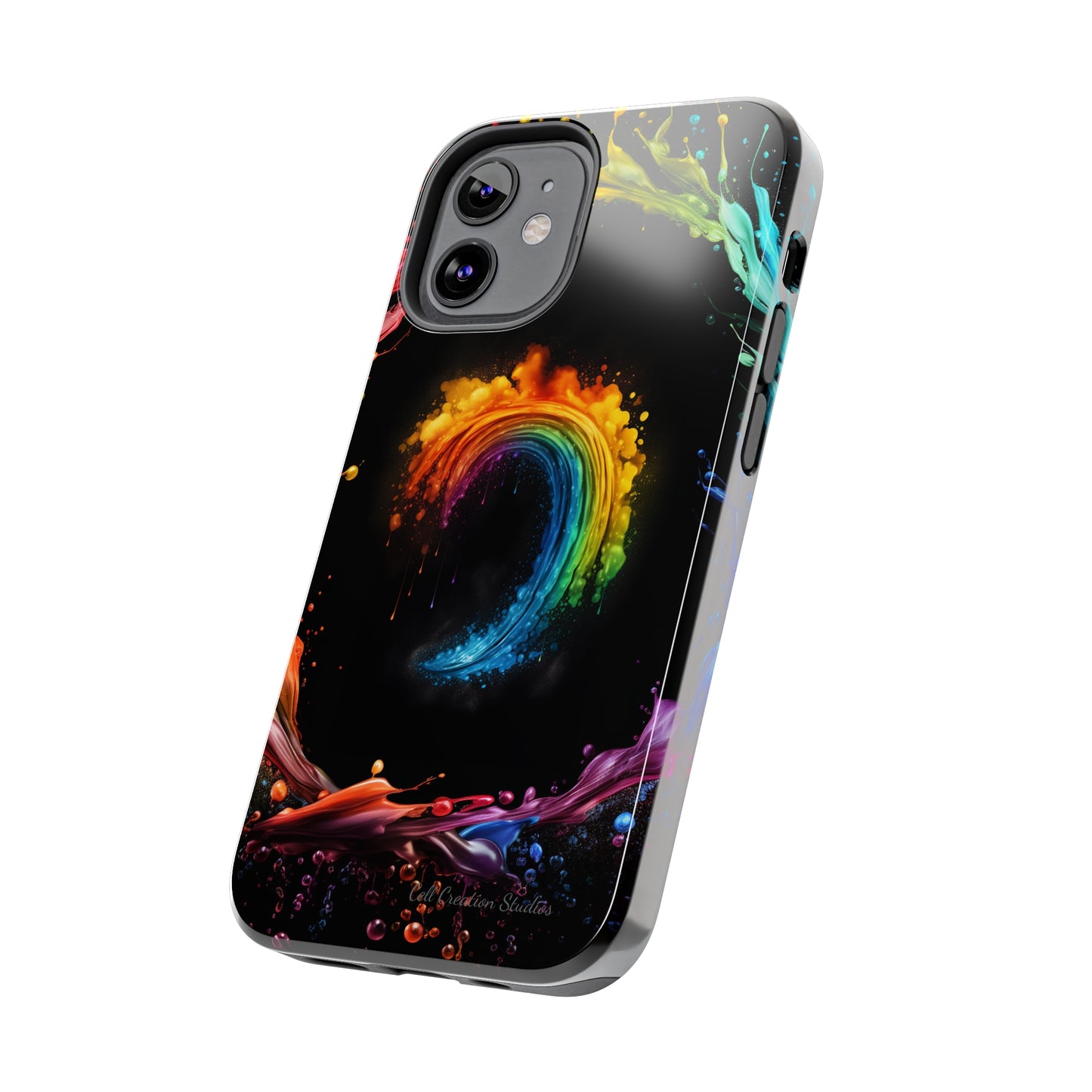 "Vibrant Swirls Painted on Black" Cell Phone Case -Tough Phone Cases