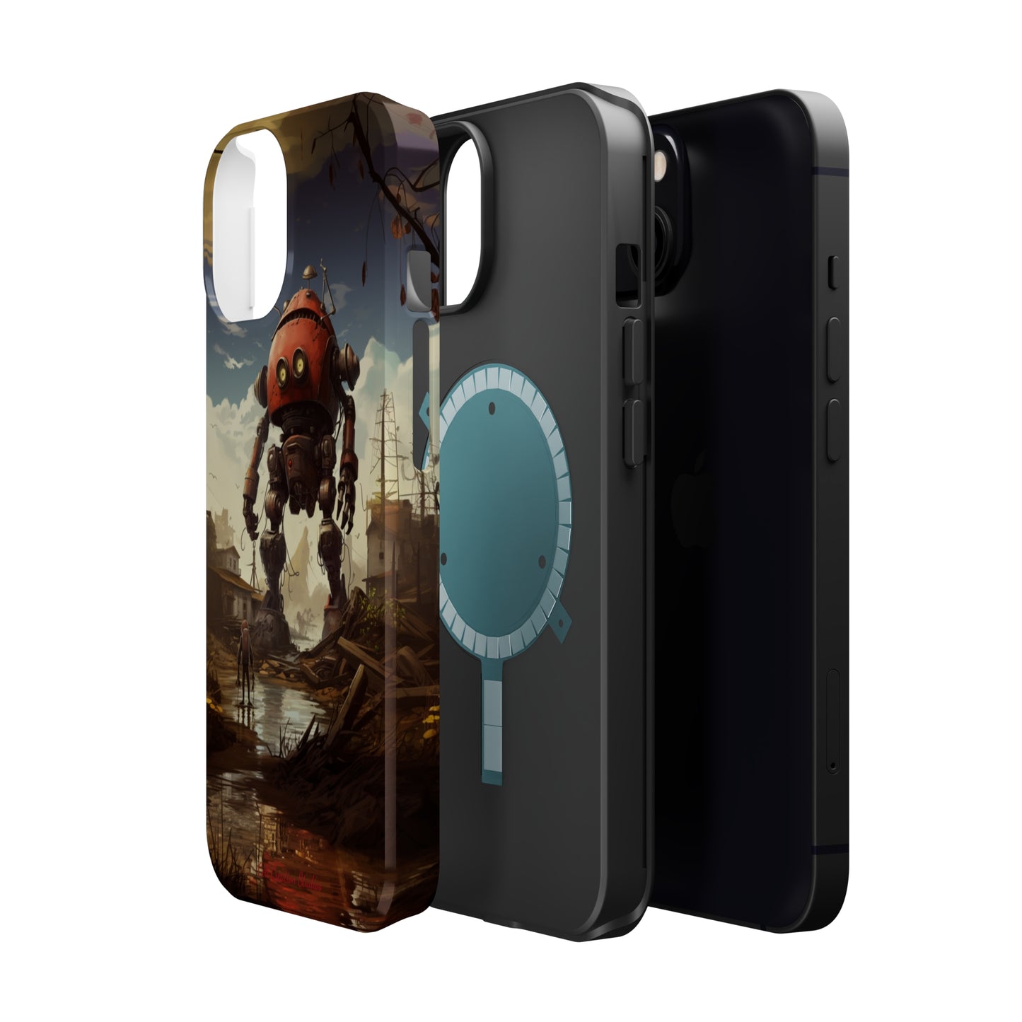 Introducing the "Urban Encounter" Cell Phone Case – Witness the Epic Convergence of Man and Giant Robot -MagSafe Tough Cases