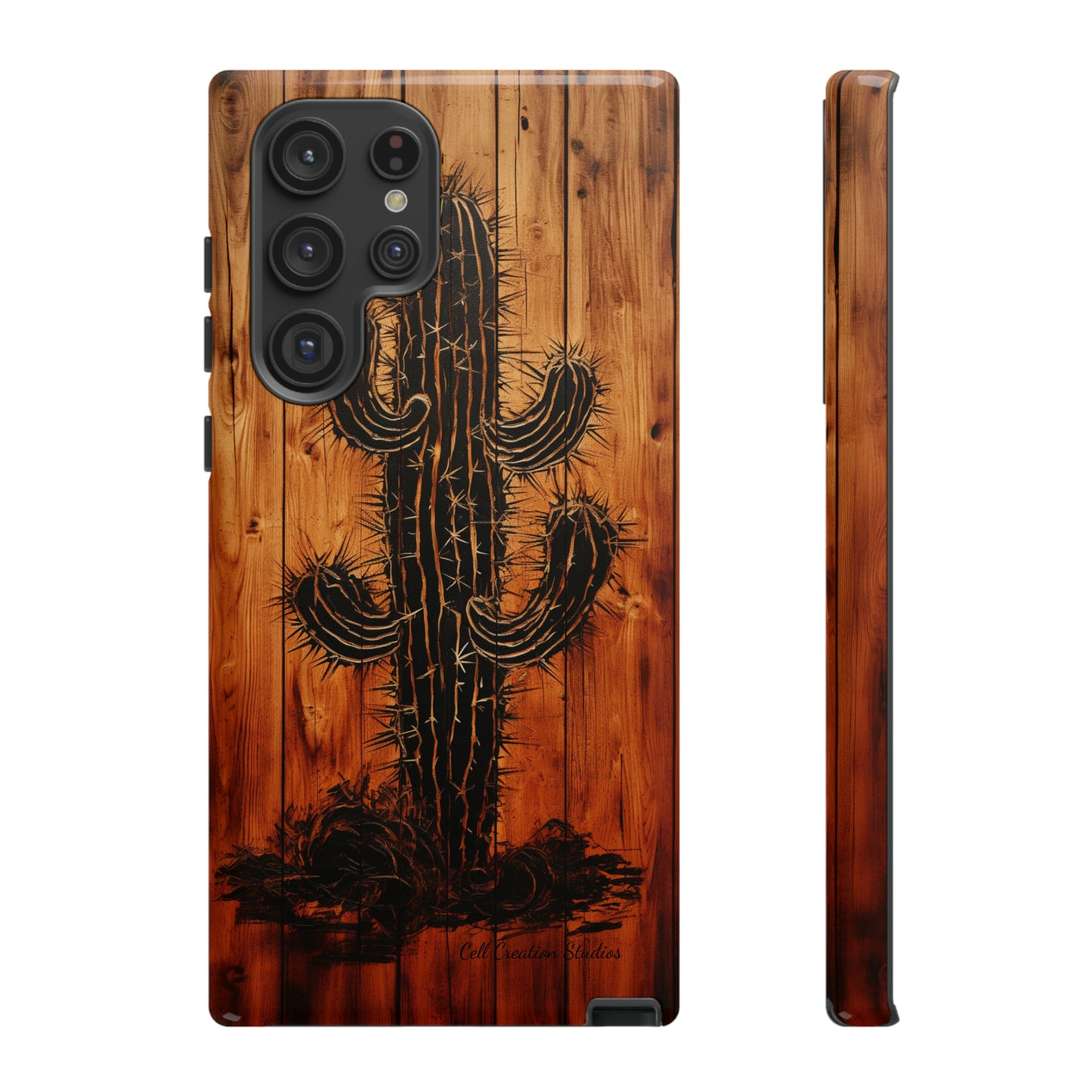 "Desert Vibes Cactus Burnt Wood Design" Phone Case -Tough Cases