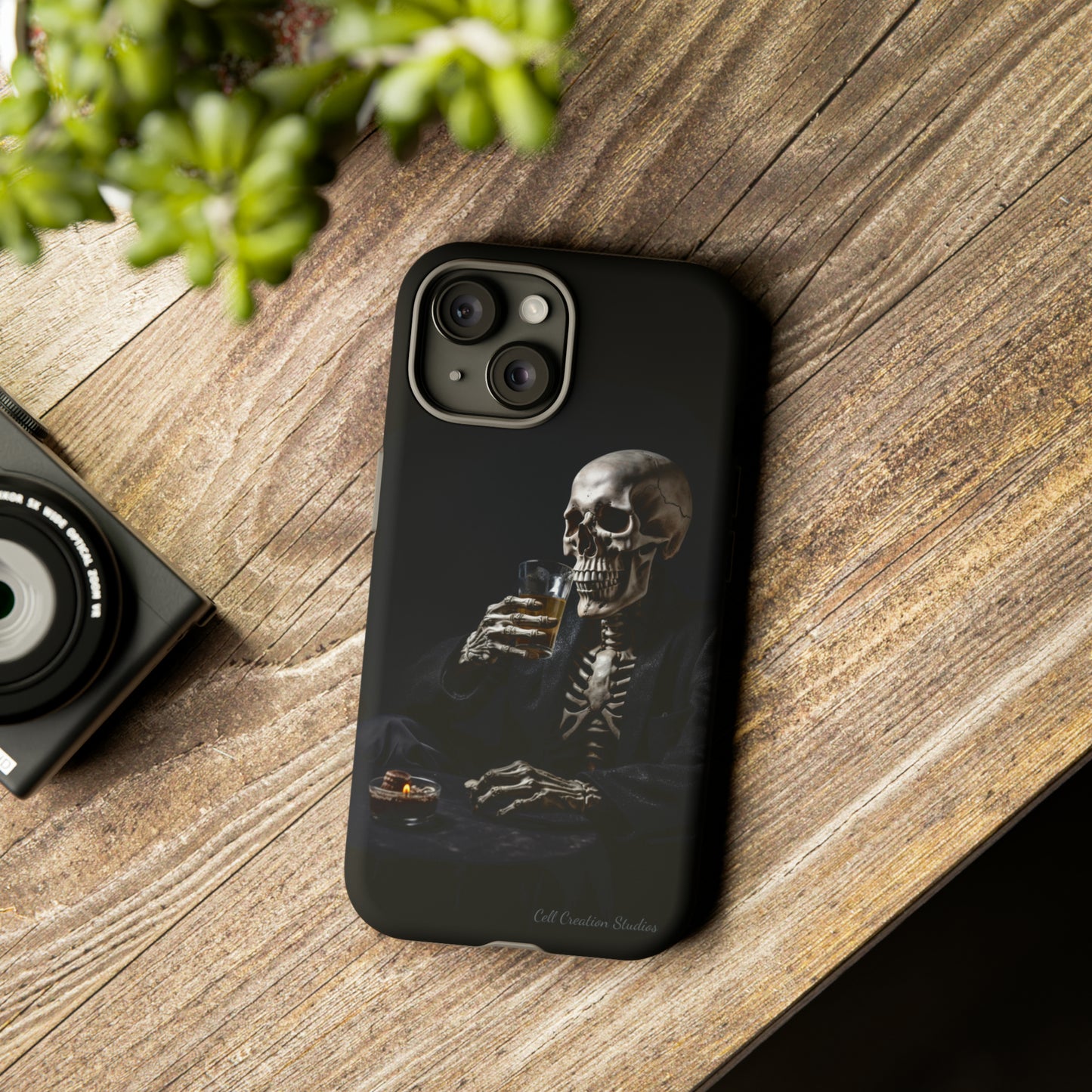 "Embrace the Dark Side with Our Skeleton Drinking Phone Case" -Tough Cases