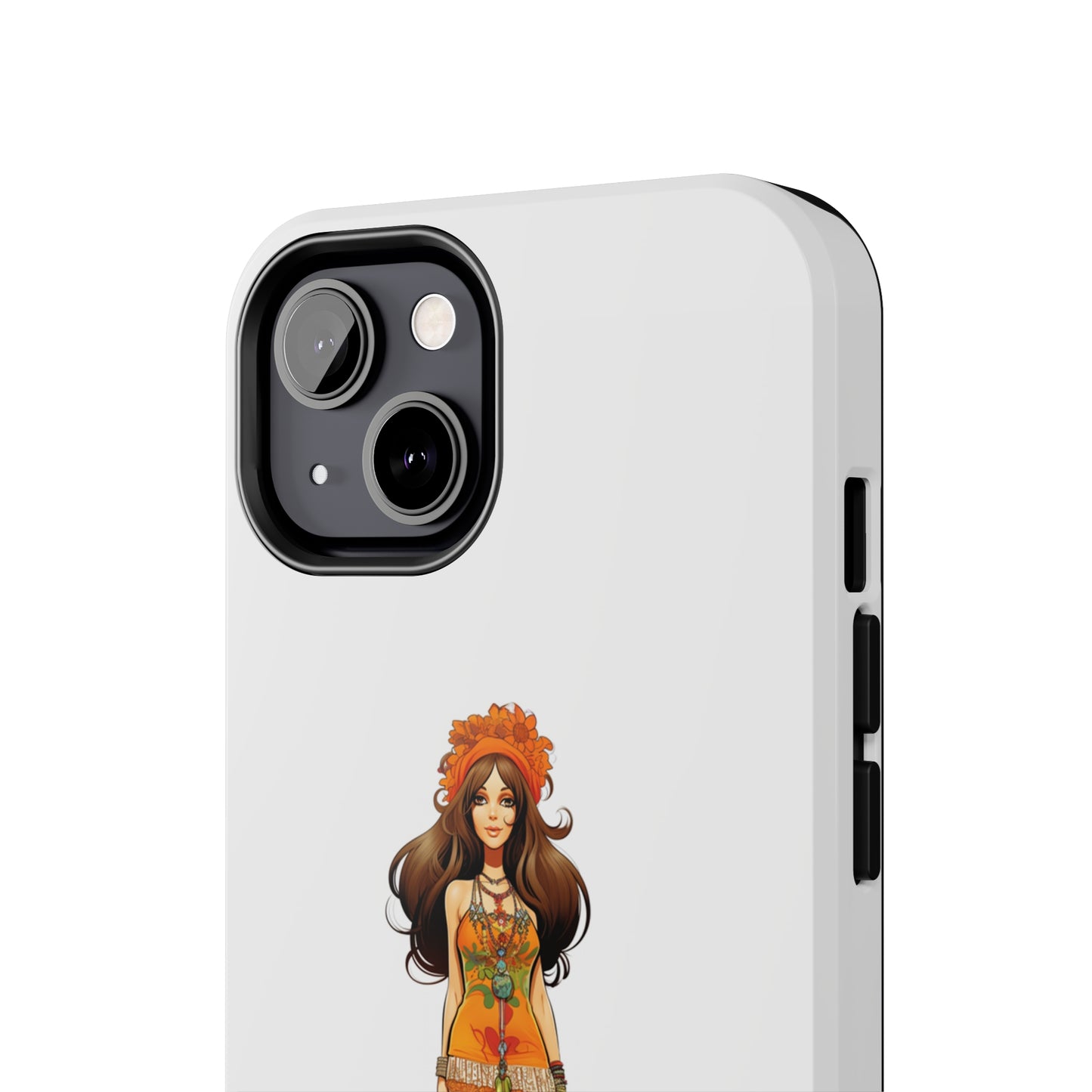 Introducing the "Groovy Hippie Chick" Cell Phone Case – Peace, Love, and Retro Style -Tough Phone Cases