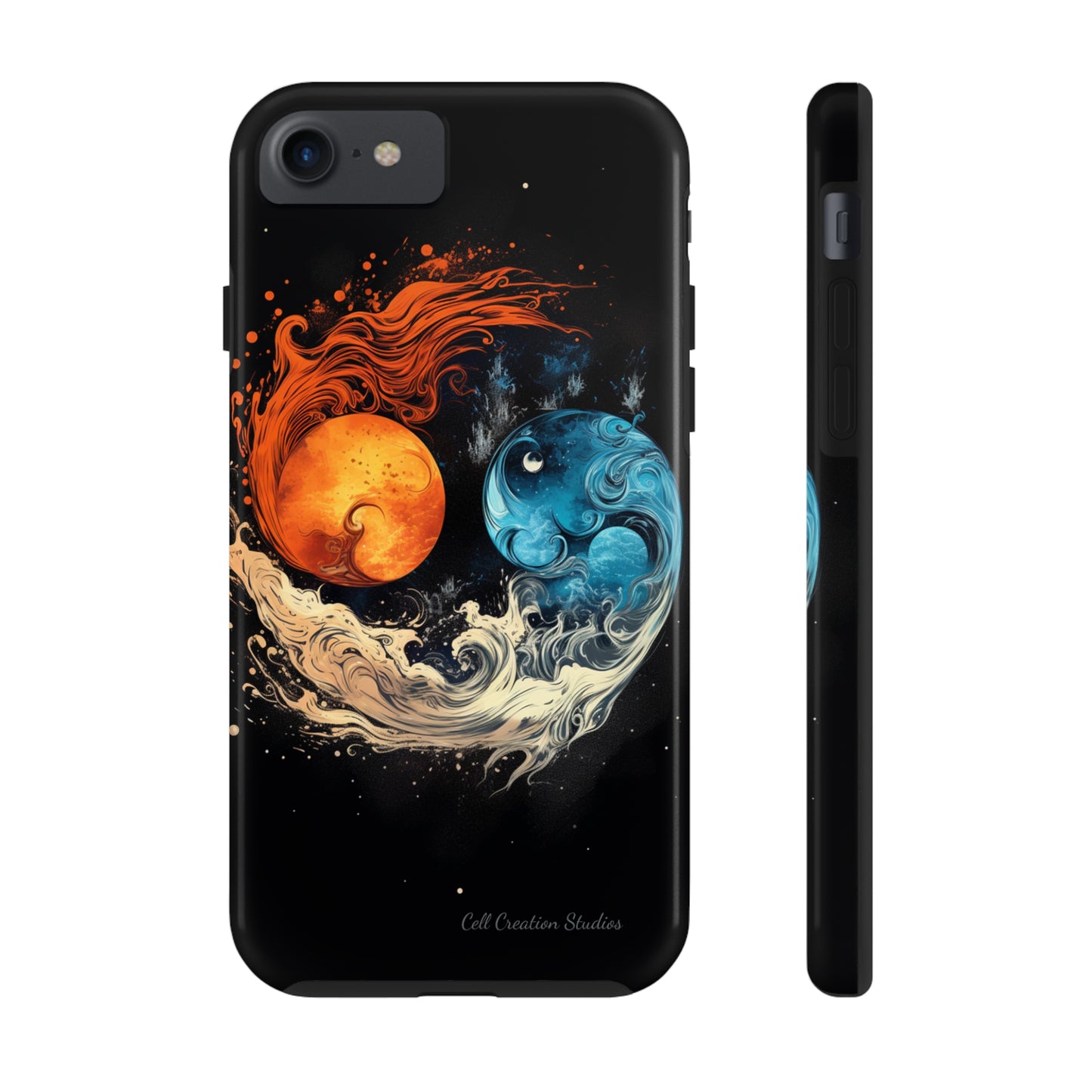 "Harmony in Contrast: Orange and Blue Yin and Yang Phone Case" -Tough Phone Cases