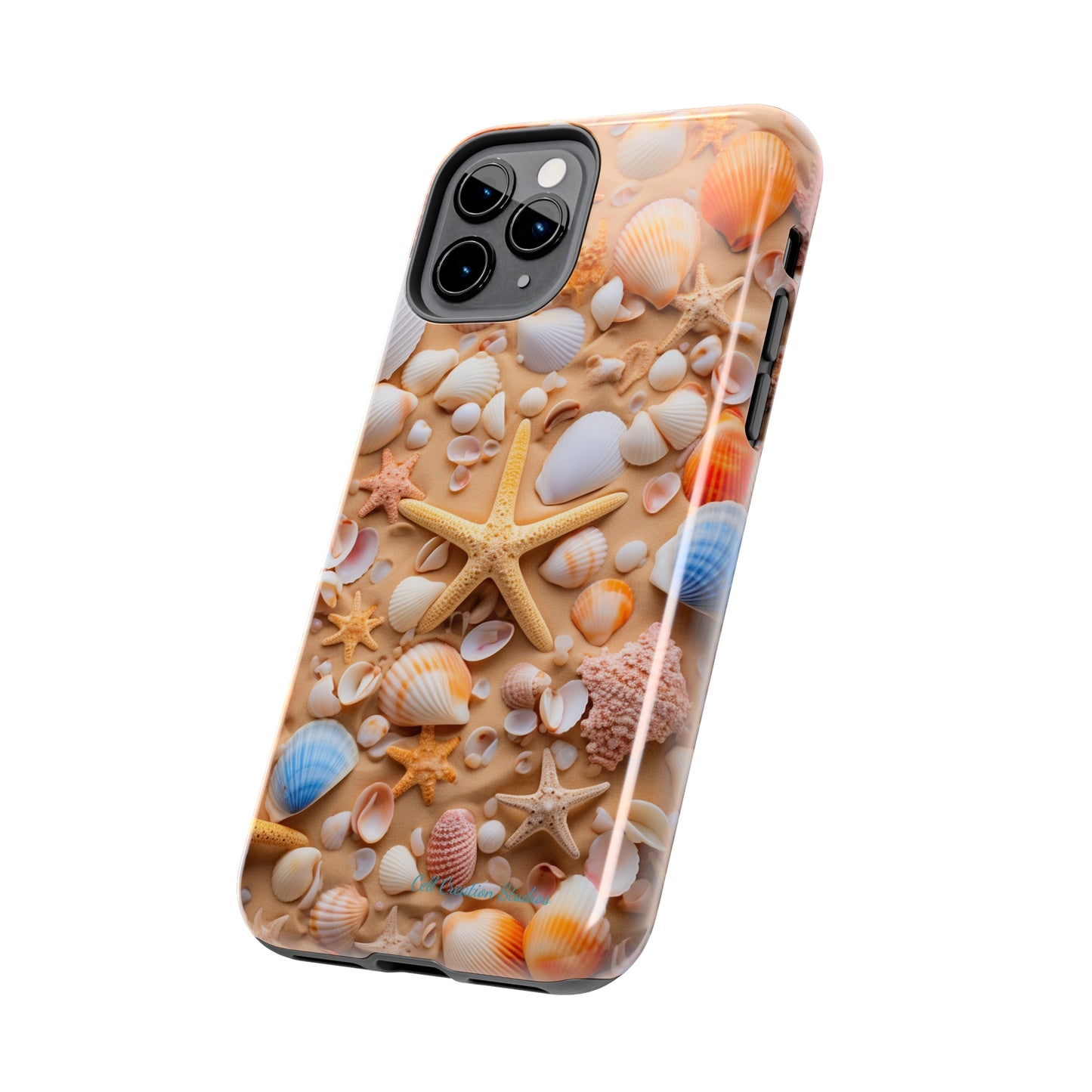 "Seaside Serenity Phone Case: Starfish and Seashells" -Tough Phone Cases