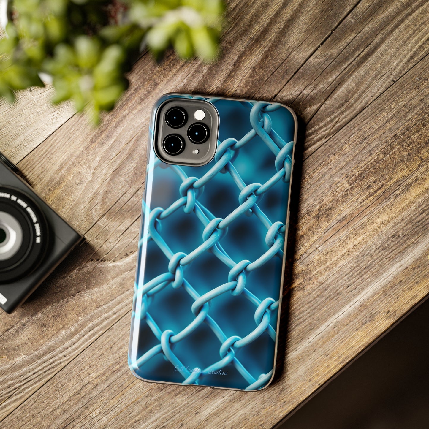 Introducing the "Elegant Chainlink" Cell Phone Case – Embrace Contemporary Style with Blue Chain Link Design -Tough Phone Cases