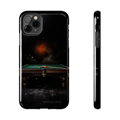 "Rack 'Em Up in Style: Pool Table-Themed Phone Case with Space Background" -Tough Phone Cases