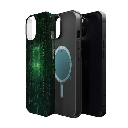 Introducing our "Digital Code Stream" Cell Phone Case – where style meets technology for your device's protection -MagSafe Tough Cases