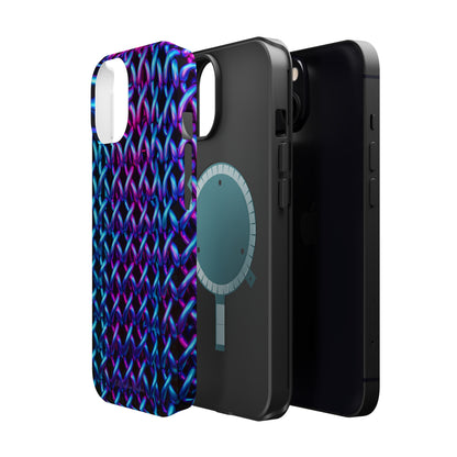 Introducing the "Neon Chainlink Glow" Cell Phone Case – Illuminate Your Style with Vibrant Chain Pattern Design -MagSafe Tough Cases