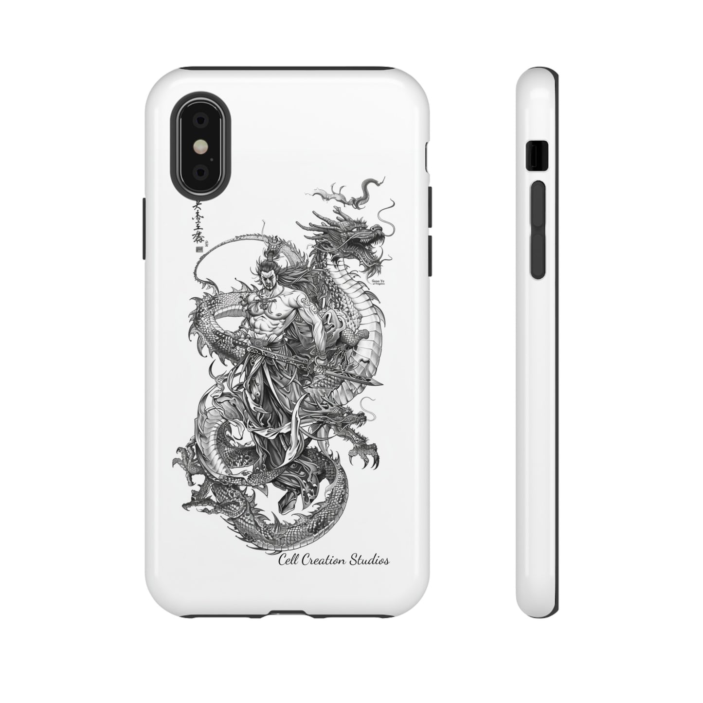 "Samurai and Dragon Sketch" -Tough iPhone Cases