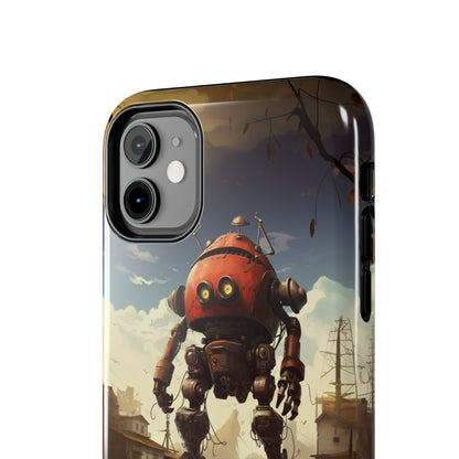 Introducing the "Urban Encounter" Cell Phone Case – Witness the Epic Convergence of Man and Giant Robot -Tough Phone Cases