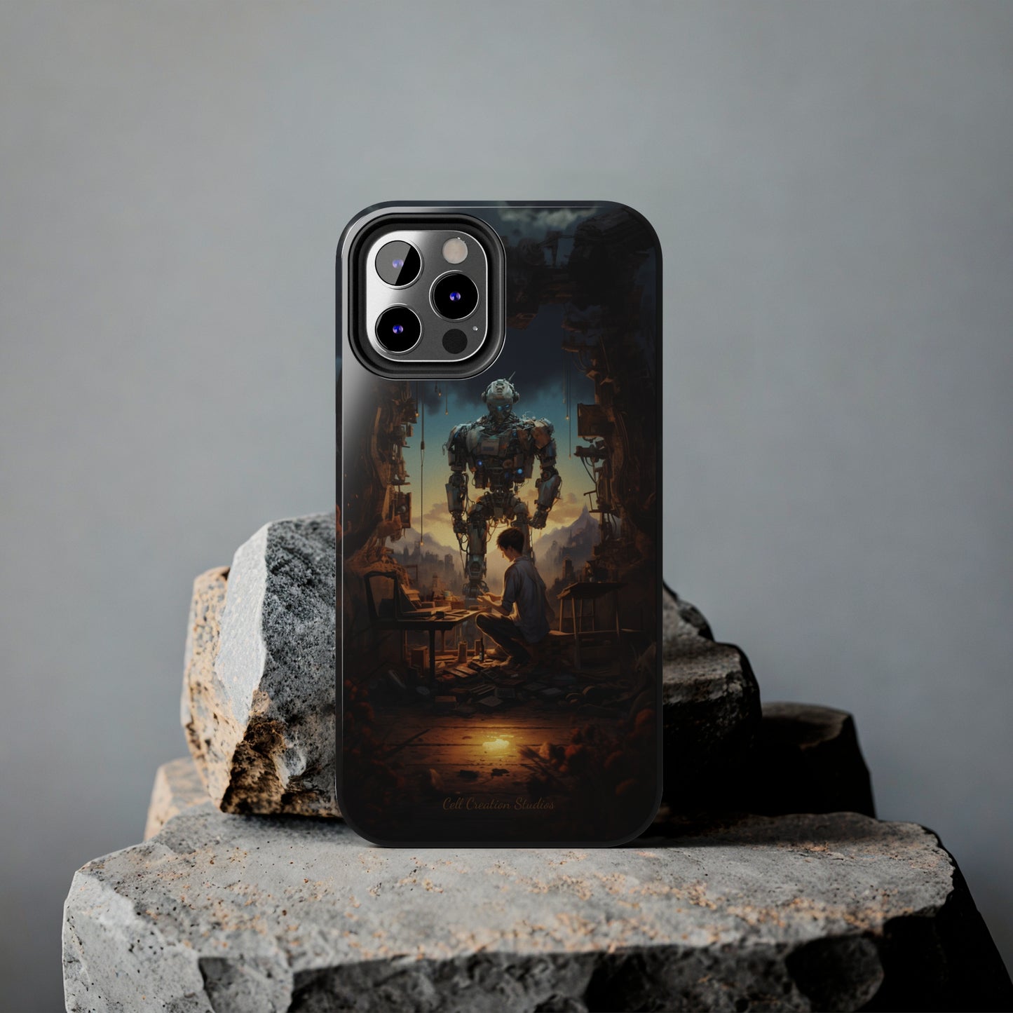 Introducing the "Mechanical Bond" Cell Phone Case – Witness a Captivating Moment of Giant Robot and Boy -Tough Phone Cases