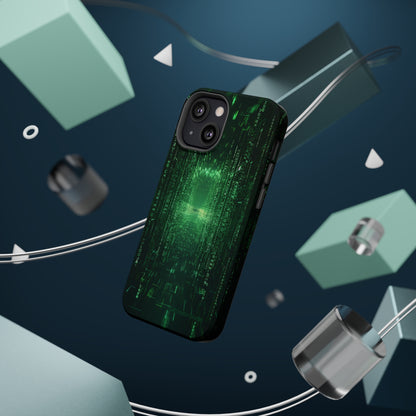 Introducing our "Digital Code Stream" Cell Phone Case – where style meets technology for your device's protection -MagSafe Tough Cases