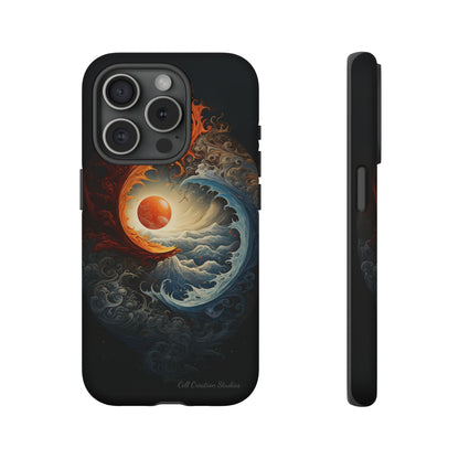 "Dual Elements Clash: Fire and Water Abstract" Phone Case -Tough Cases