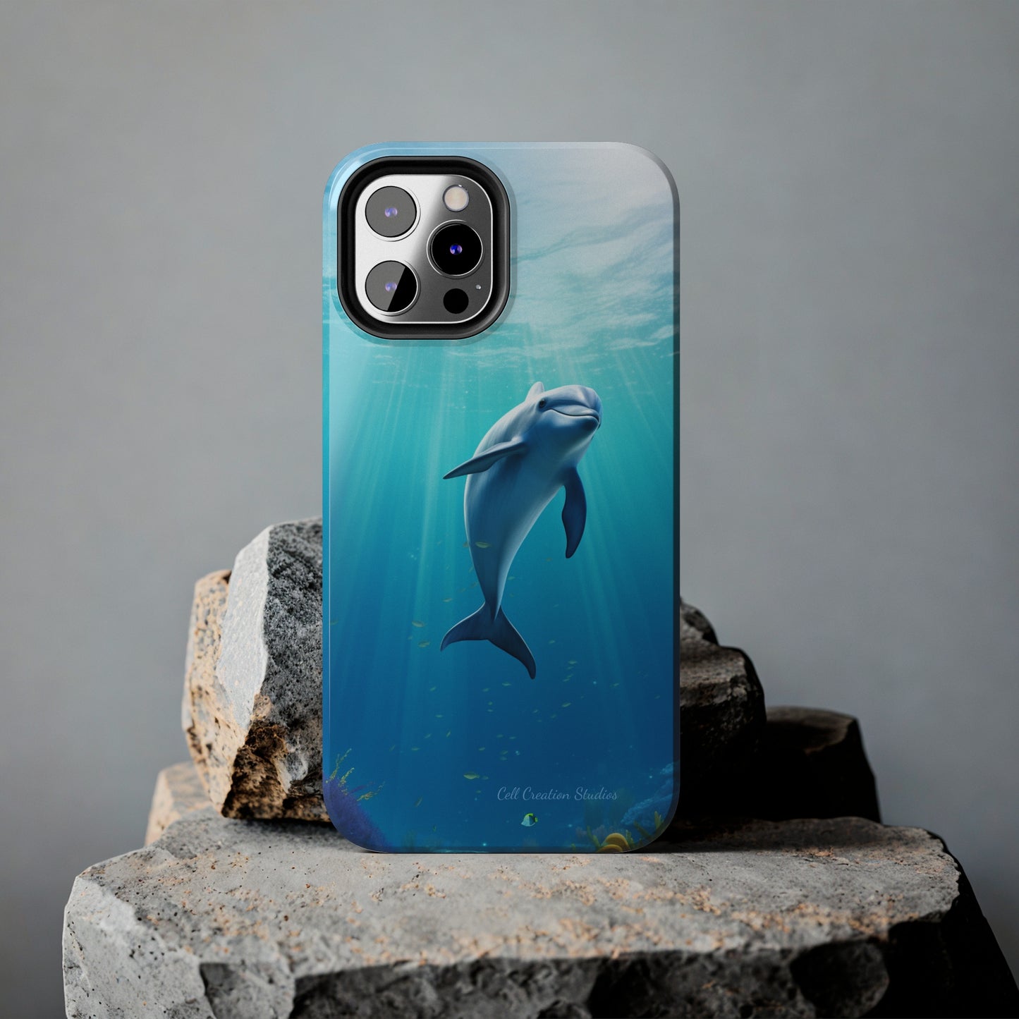 Introducing the "Dolphin Serenity" Cell Phone Case – Dive into Tranquility with a Graceful Dolphin -Tough Phone Cases