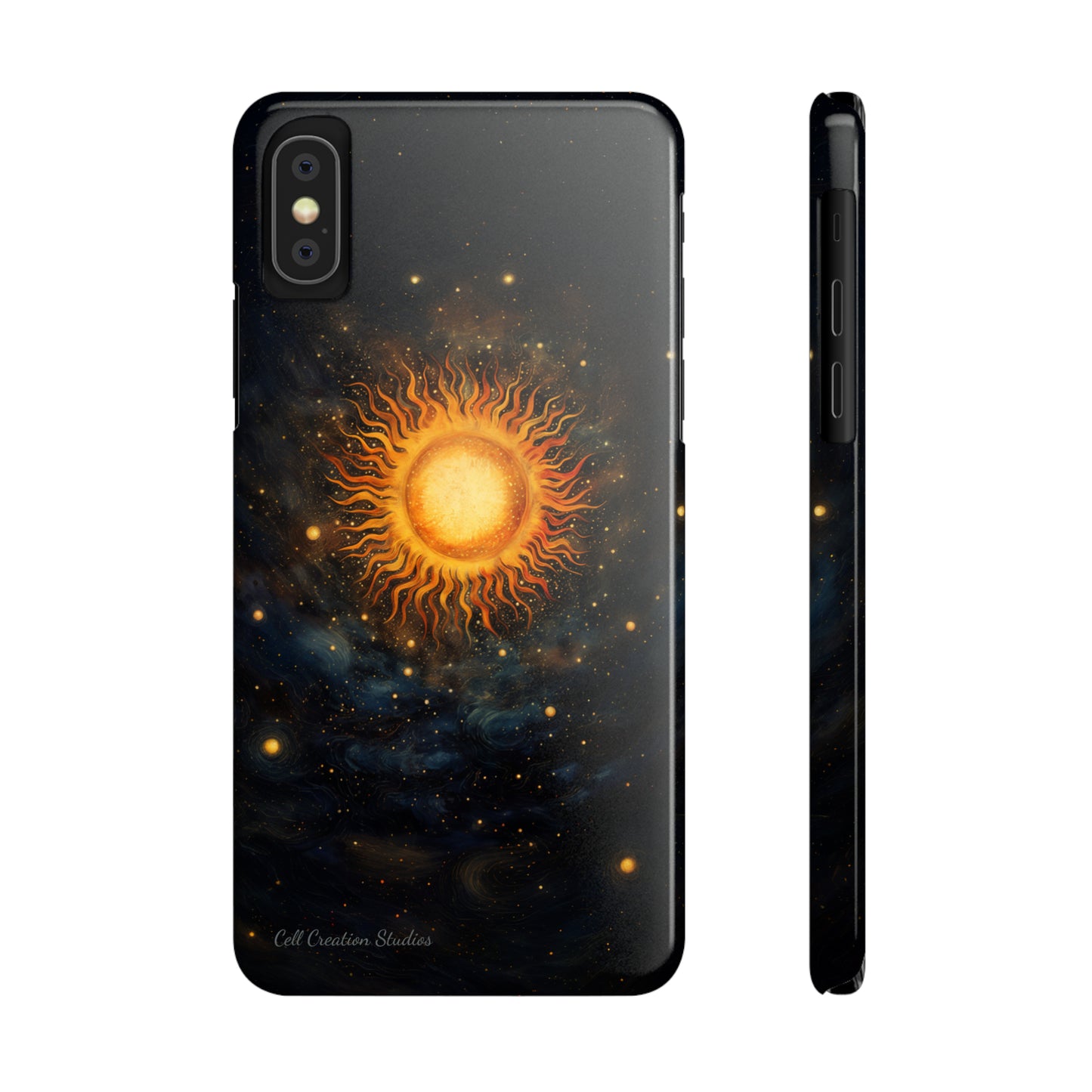 Introducing the "Celestial Sun and Stars" Cell Phone Case – Carry the Cosmos with You -Slim Phone Cases