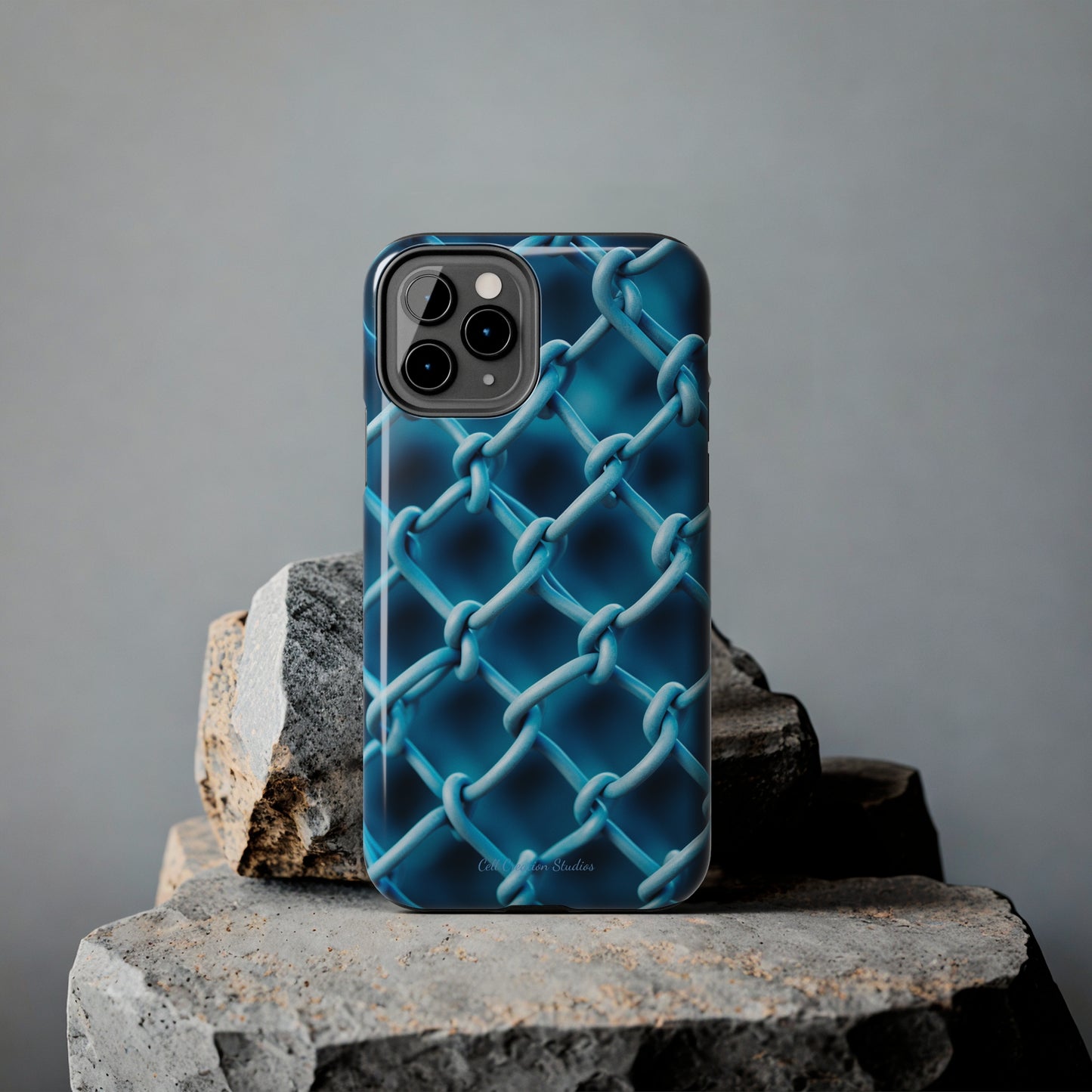 Introducing the "Elegant Chainlink" Cell Phone Case – Embrace Contemporary Style with Blue Chain Link Design -Tough Phone Cases