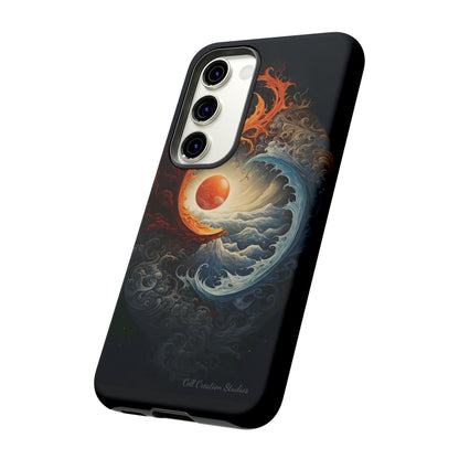 "Dual Elements Clash: Fire and Water Abstract" Phone Case -Tough Cases