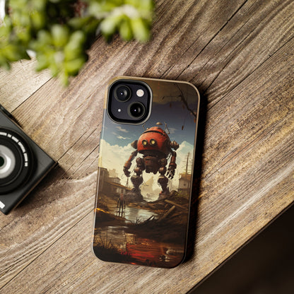 Introducing the "Urban Encounter" Cell Phone Case – Witness the Epic Convergence of Man and Giant Robot -Tough Phone Cases