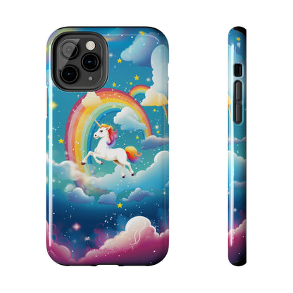 Introducing the "Rainbow Soar" Cell Phone Case – Embark on a Whimsical Journey with a Flying Unicorn -Tough Phone Cases