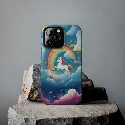 Introducing the "Rainbow Soar" Cell Phone Case – Embark on a Whimsical Journey with a Flying Unicorn -Tough Phone Cases