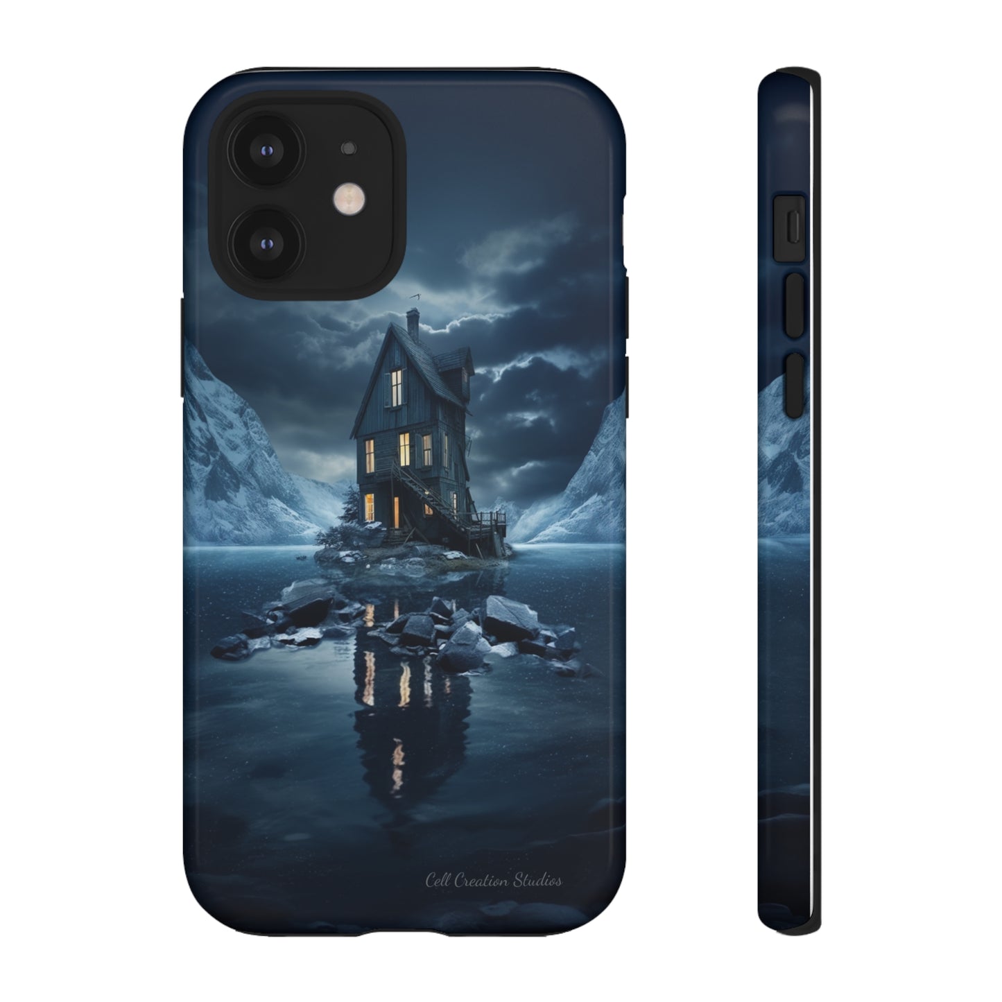 "Mountain Retreat" Winter Lake Cell Phone Cover – Capture the Tranquil Beauty!