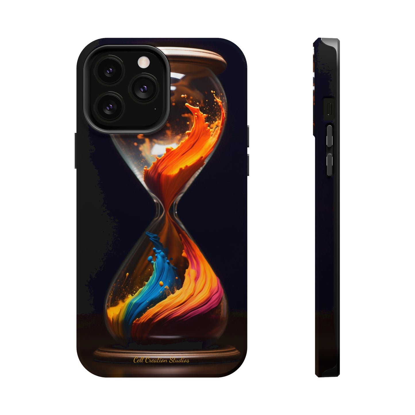 Introducing the "Colorful Sands Hourglass" Cell Phone Case – Embrace Time's Beauty with a Mesmerizing Hourglass Design -MagSafe Tough Cases