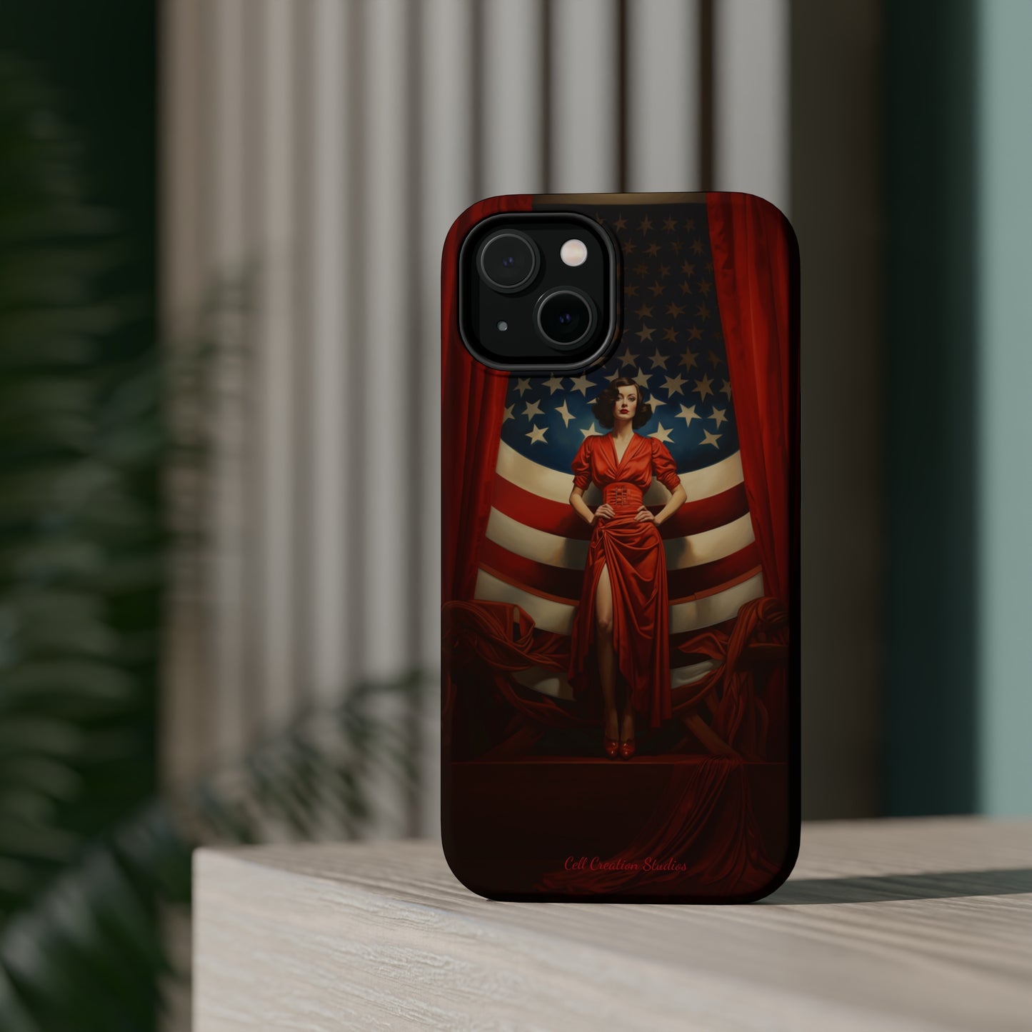 Introducing the "Vintage Glamour" Cell Phone Case – Step into 1920s Elegance with a Patriotic Twist! -MagSafe Tough Cases