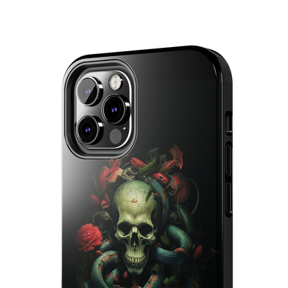 Introducing the "Serpentine Elegance" Cell Phone Case: Where Skulls and Snakes, Intertwine -Tough Phone Cases