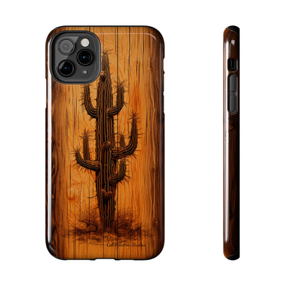 "Cactus Burnt Wood" Phone Case -Tough Phone Cases