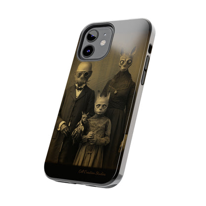 Introducing the "Vintage Odd Creatures" Cell Phone Case – Step into the Eerie Charm of a Haunting Family Portrait -Tough Phone Cases