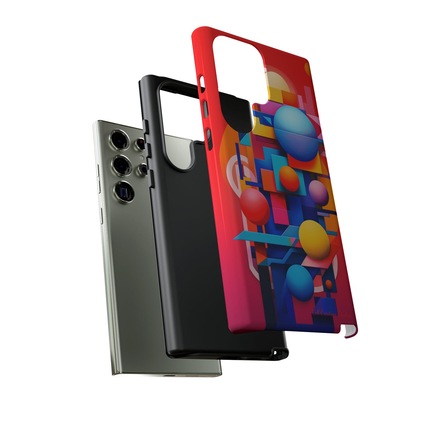 The "Geometric Red Background" Cell Phone Case- Upgrade Your Phone's Aesthetics -Tough Cases