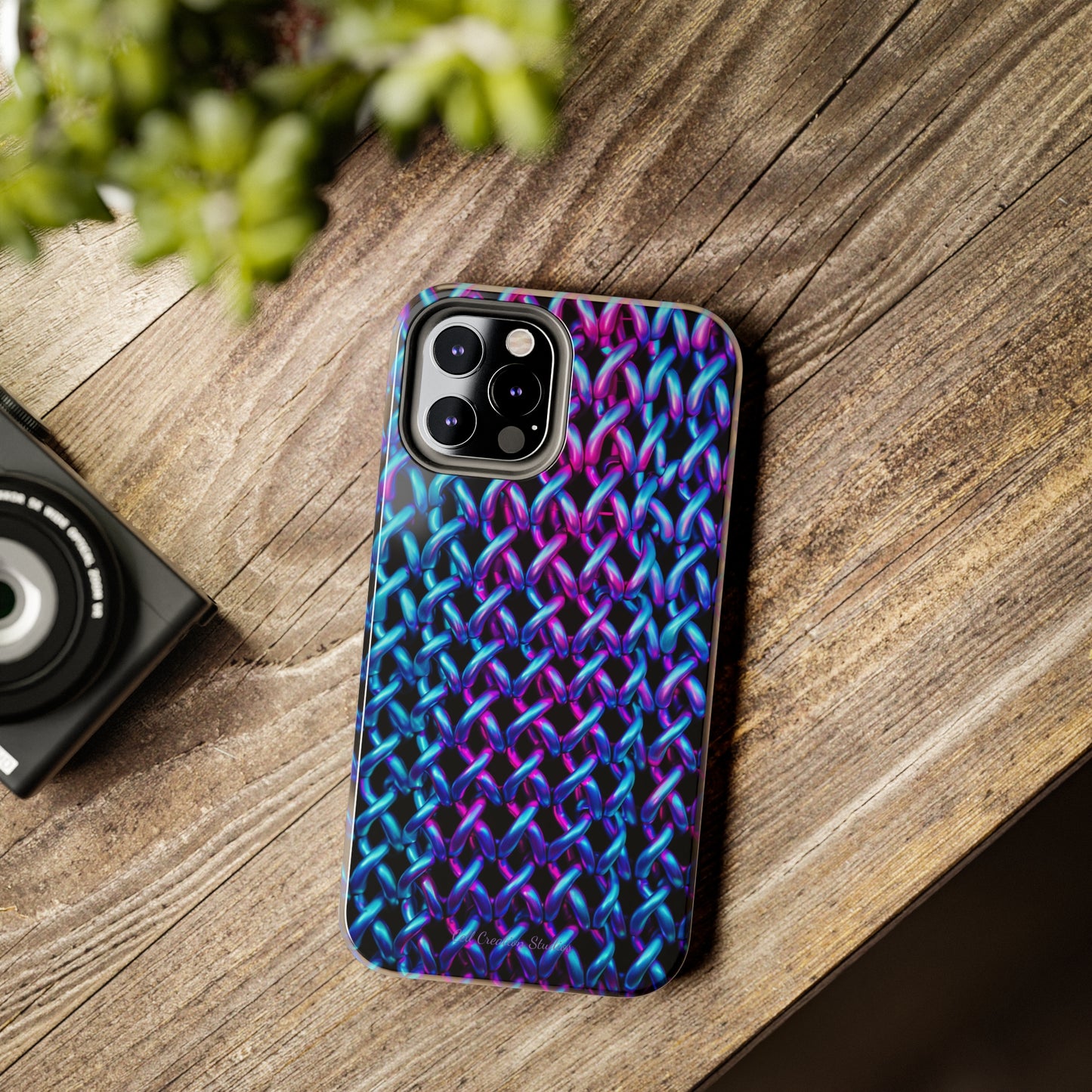 Introducing the "Neon Chainlink Glow" Cell Phone Case – Illuminate Your Style with Vibrant Chain Pattern Design -Tough Phone Cases